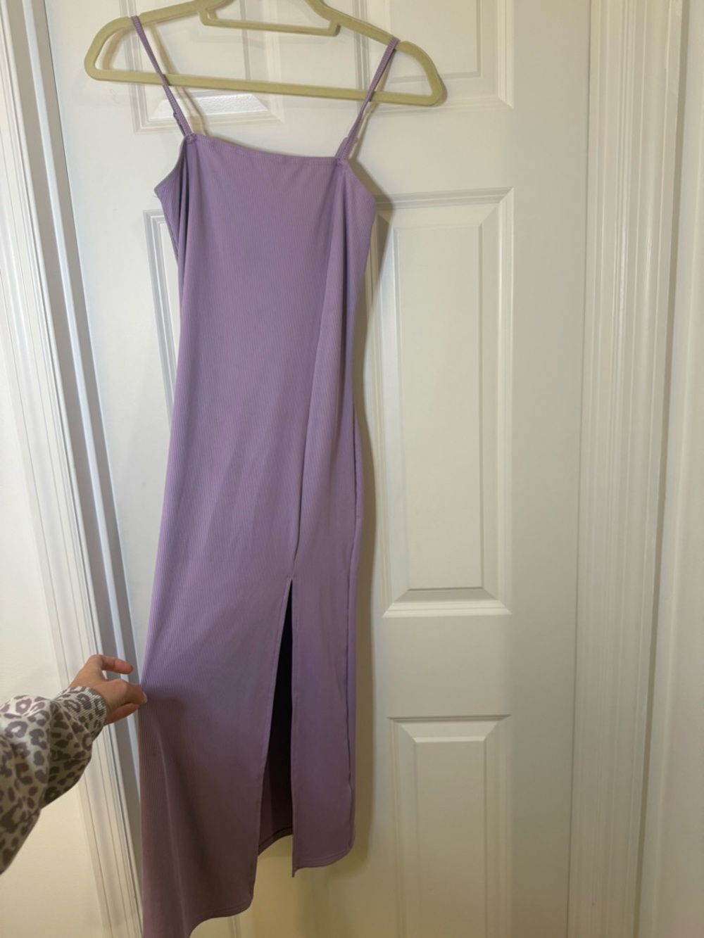 Lavender Bodycon Midi Dress Slit Minimal Chic Slip Dress S - Picture 7 of 11